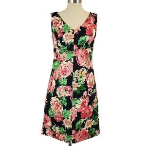 Talbots Floral Sheath Dress Sleeveless Vneck Stretch Sz 6 Wedding Career Party